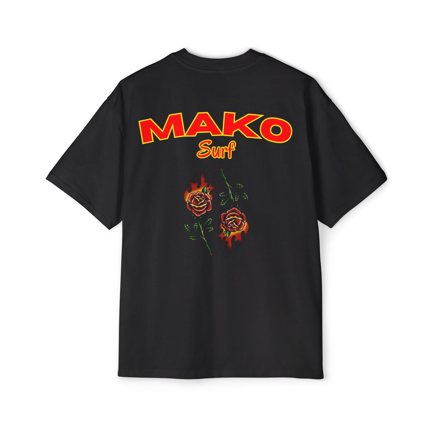 Mako Surf Flaming Rose Print Oversize Tee