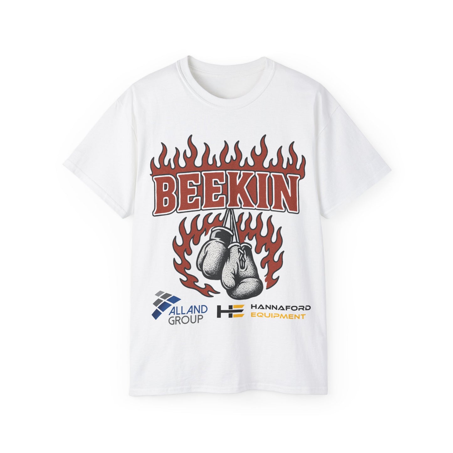 Beekin Boxing Tee – Flaming Gloves Logo