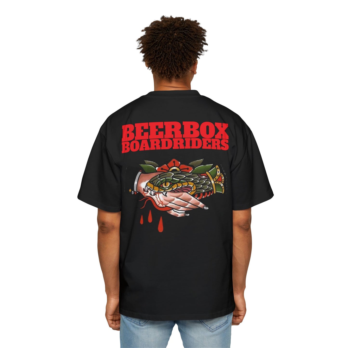 Beerbox Boardriders Heavy Oversized Tee Red Text